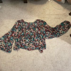 Free People stretchy flowered crop top - see through